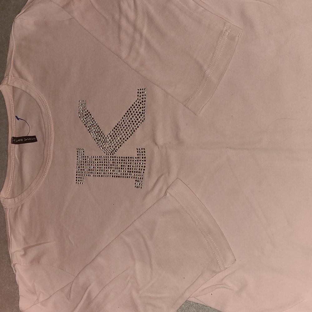 Cha cha Vente pink Rhinestone K long sleeve tee M